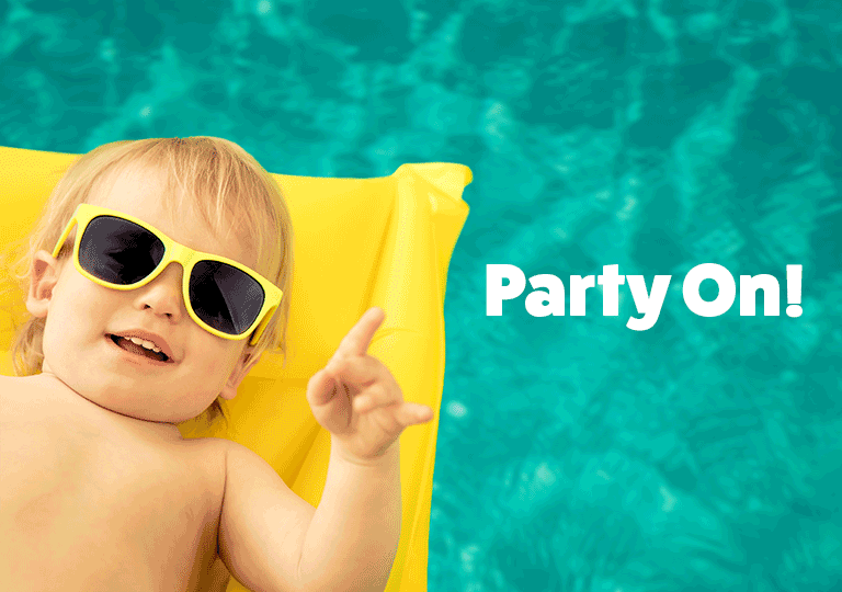 Toddler In Sunglasses On Pool Float E-Card